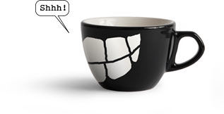 Funny Library cup saying Shh!