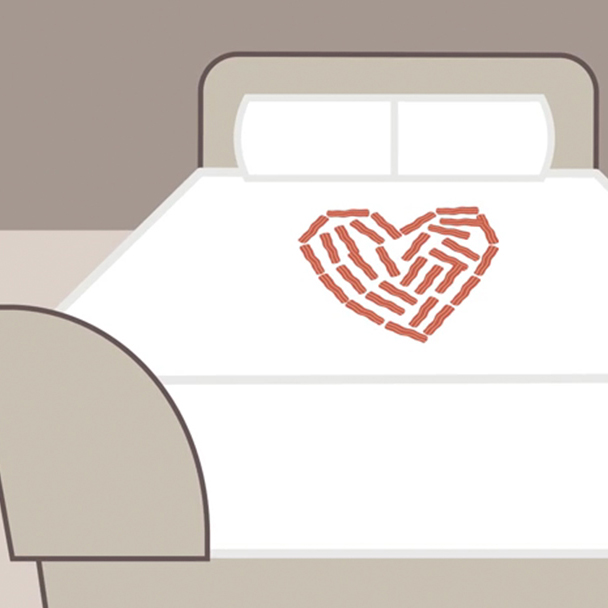 Image of bacon shaped in a heart