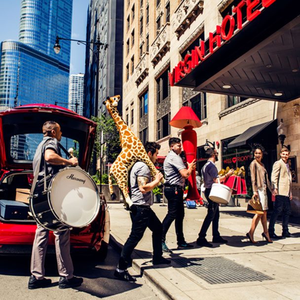 A parade of fun entering Virgin Hotels Chicago