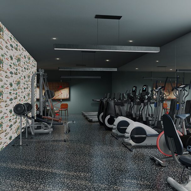 The equipment in the gym