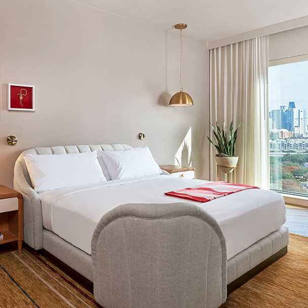 Guest room at Virgin Hotels Dallas
